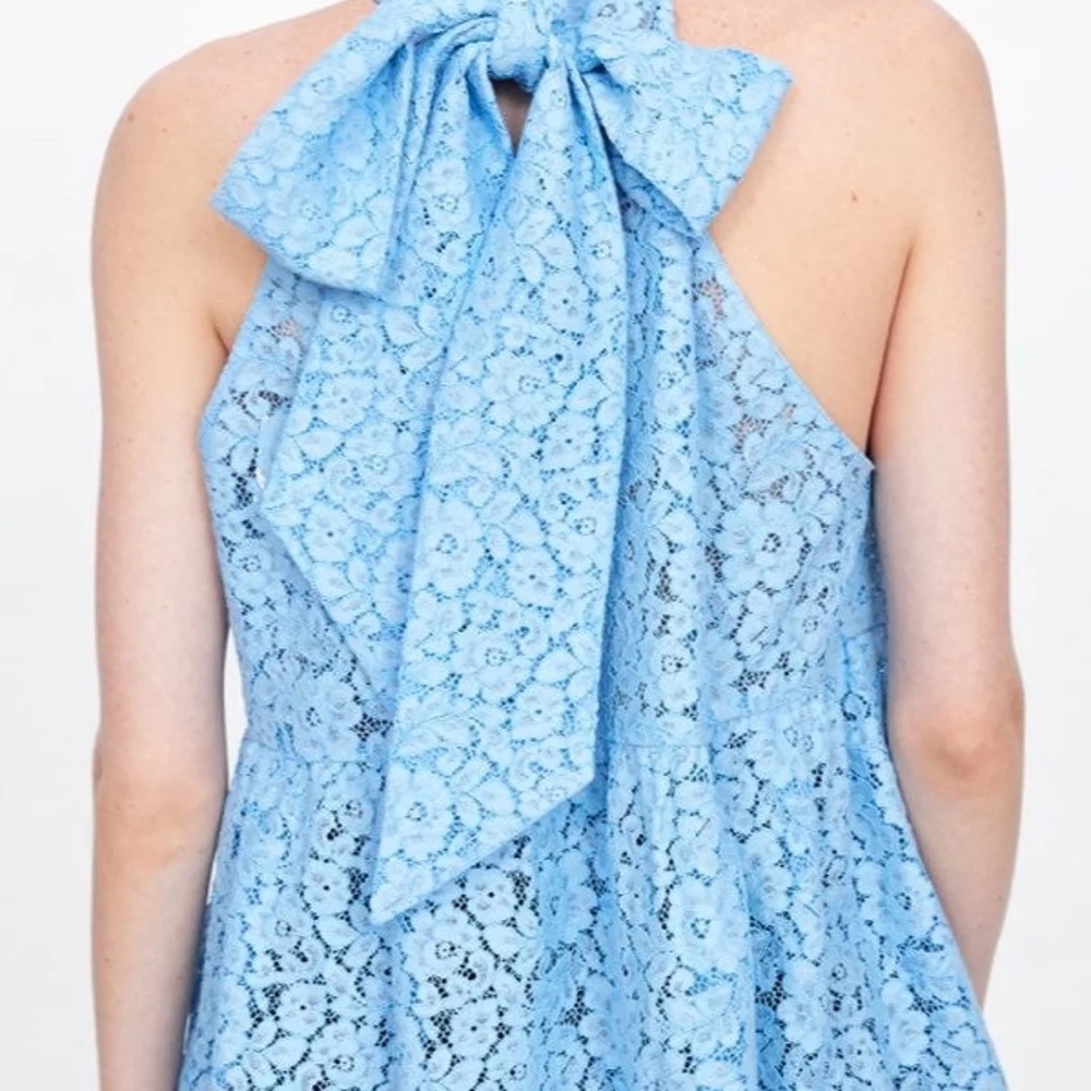 Zara tie-neck blue lace blouse NWT - Picture 6 of 10